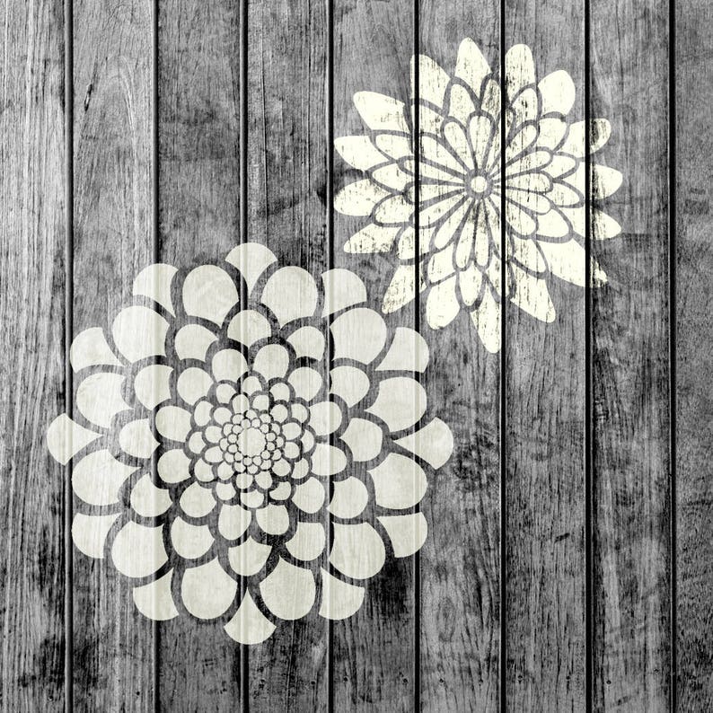 Zinnia Flower Small Stencils Set Pack of 2 Painting for Etsy