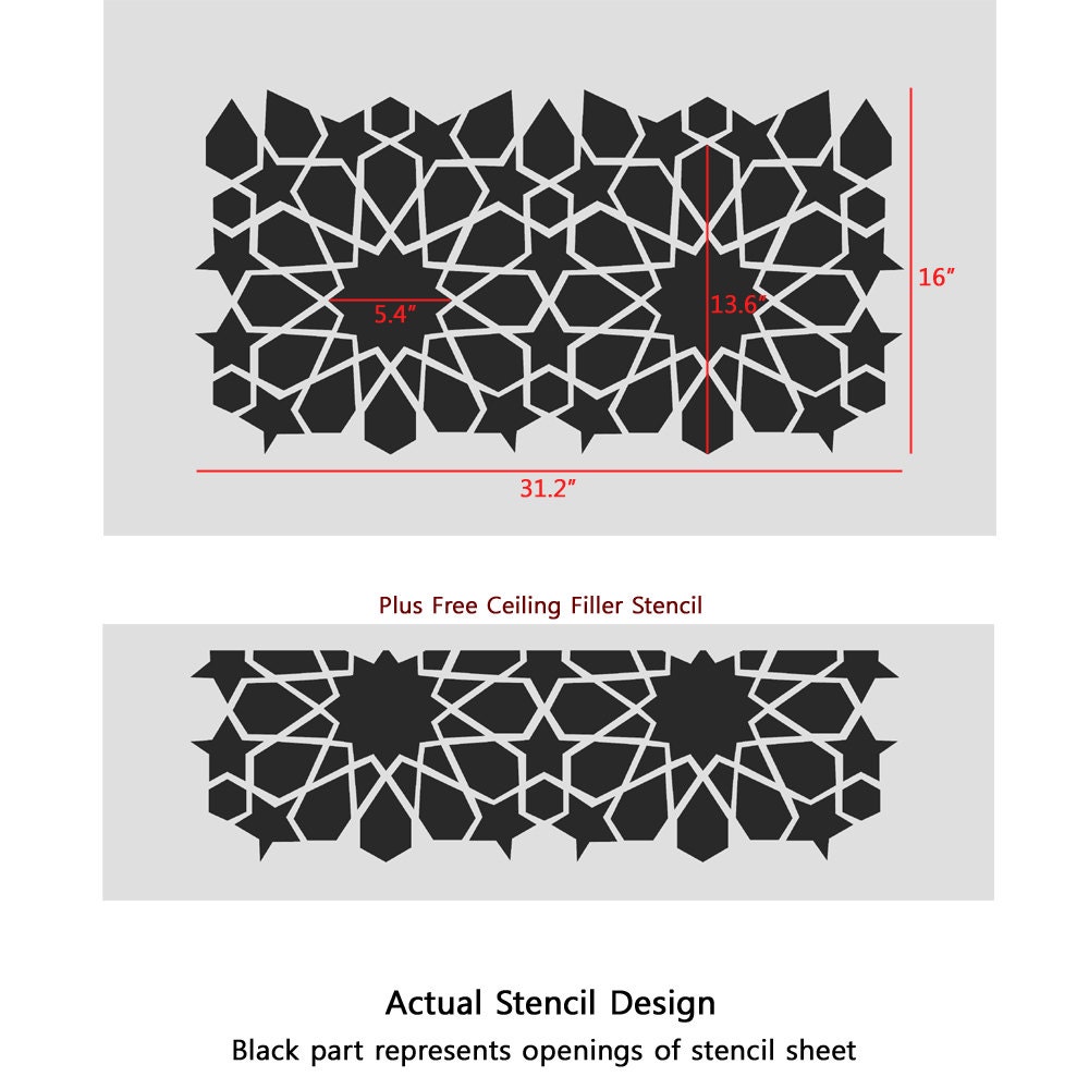 Moroccan Wall Stencil Allover Reusable Essaouira Stencil for DIY Home ...