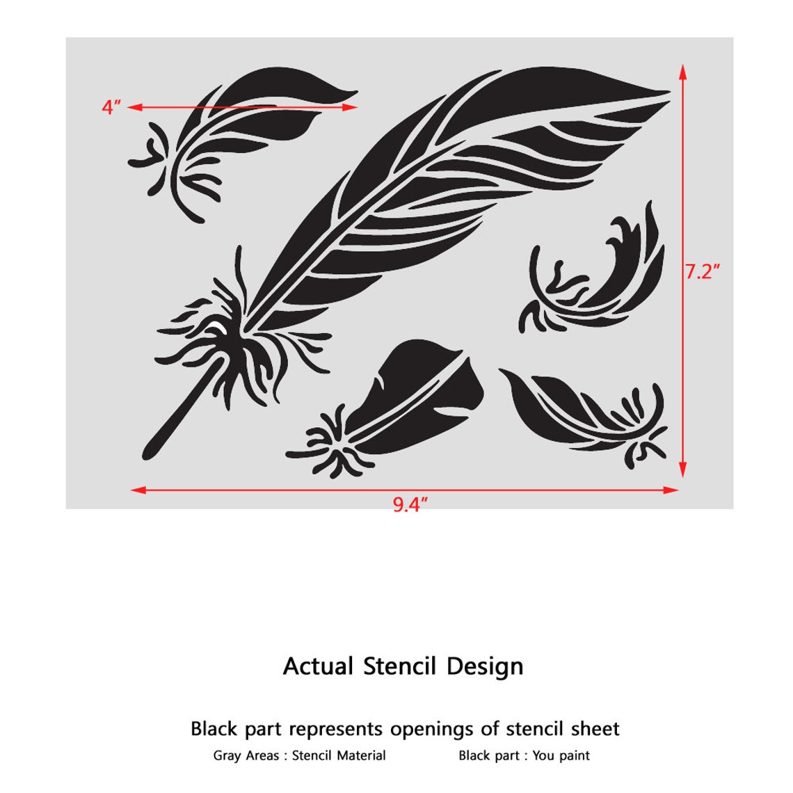 Feathers Stencil Reusable Stencils for DIY Home Decor Craft Etsy