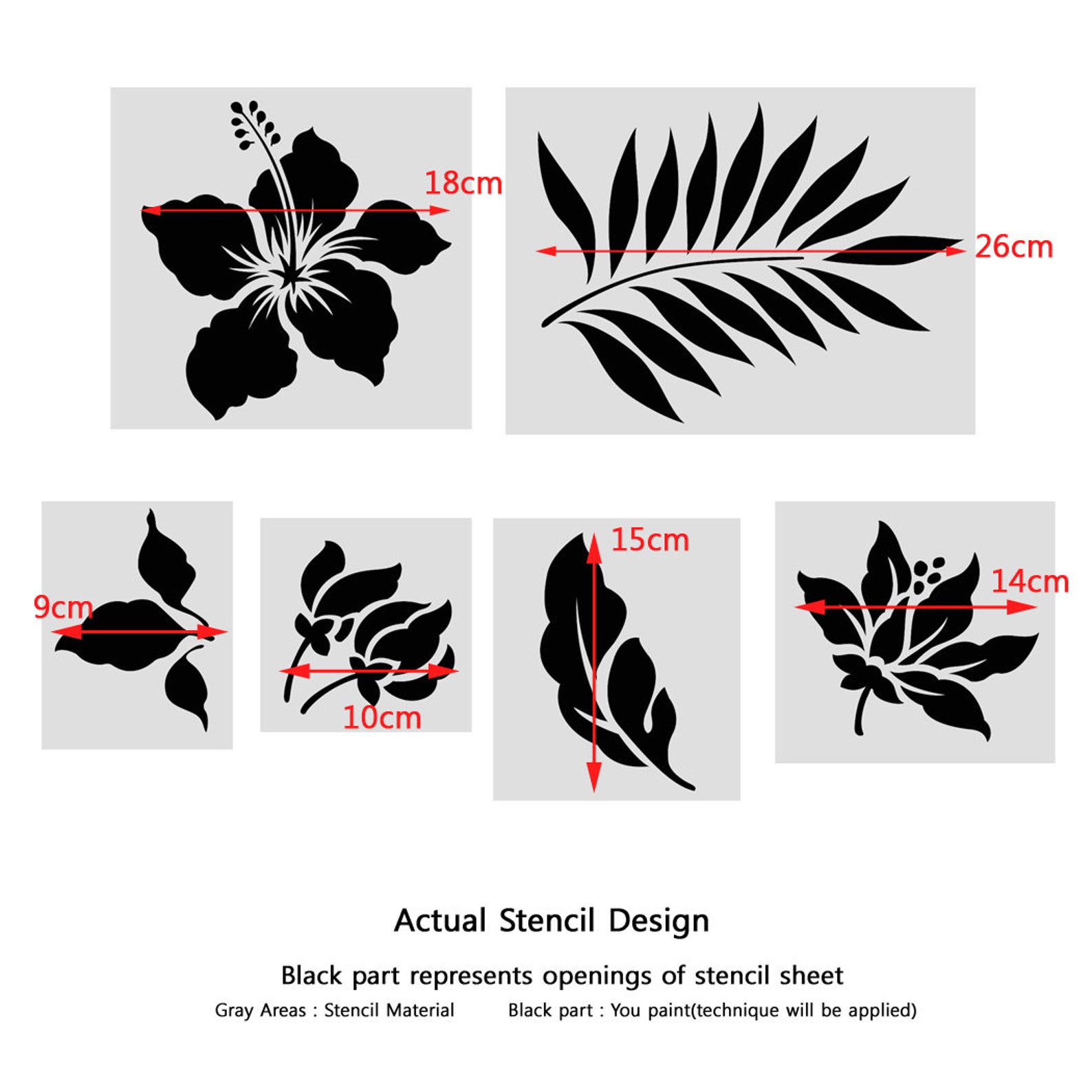 Tropical Flower Stencils Template Pack of 6 Ideal for - Etsy