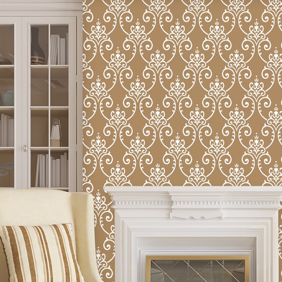 Damask Stencil Allover Pattern Large Trellis Wall Stencil | Acanthus