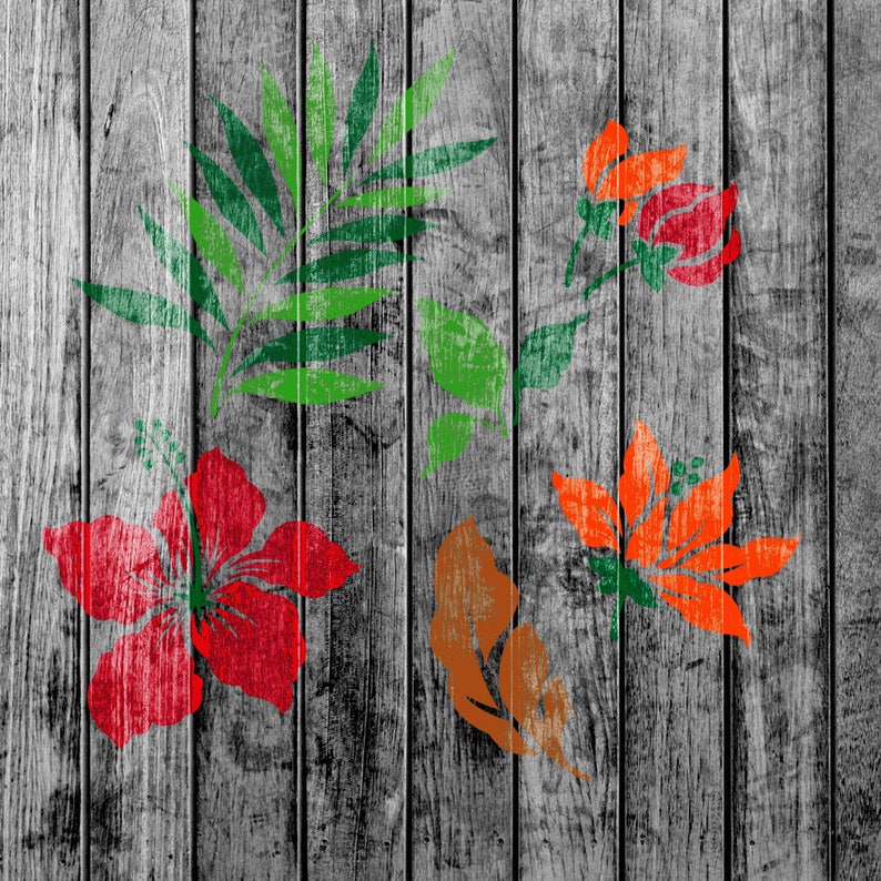Tropical Flower Stencils Template Pack of 6 Ideal for | Etsy