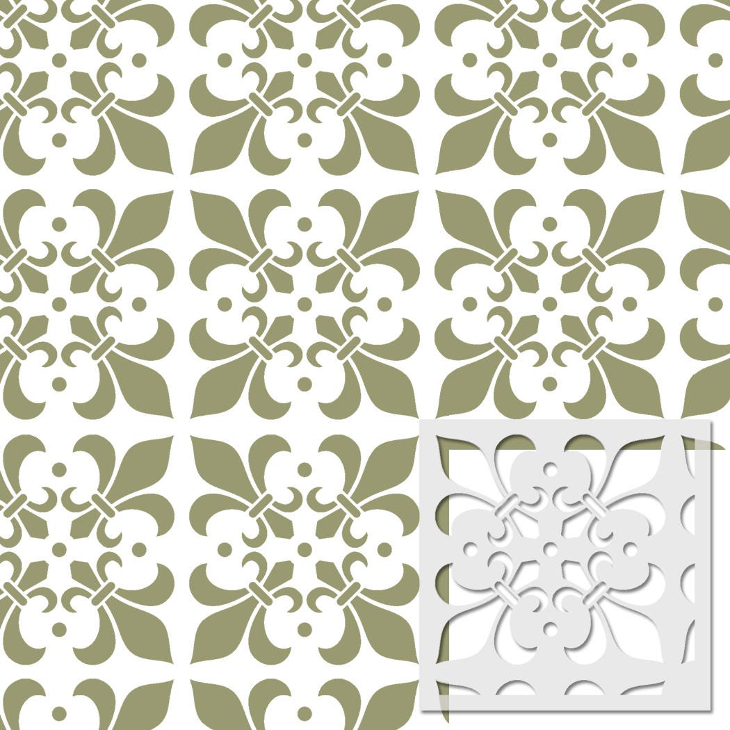 Wall Moroccan Reusable Tile Stencil T0056 for DIY Wall Decor Furniture ...