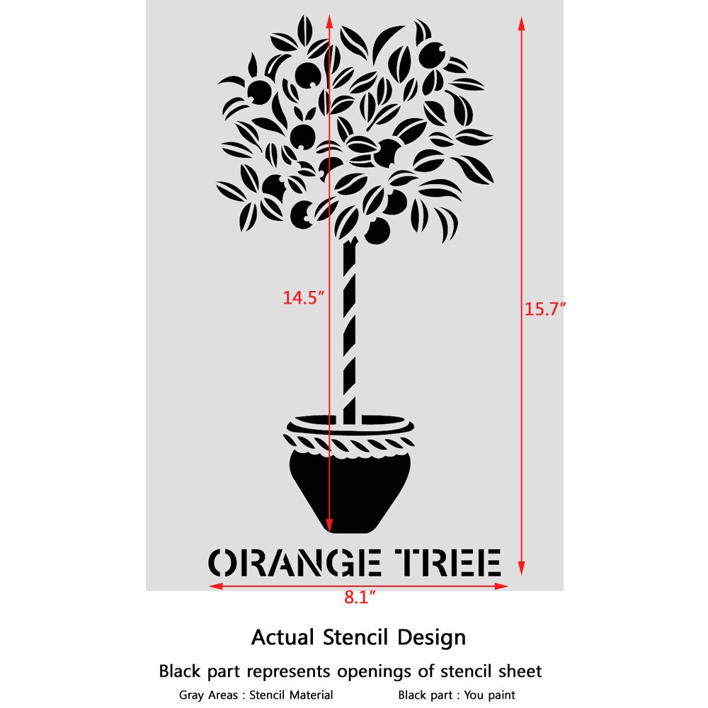 Orange Tree Stencil Reusable Template for Canvas Craft Wall Etsy