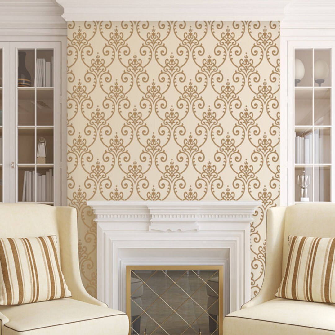 Wall Damask Stencil Erica, Allover Wall Pattern for DIY Decor ...