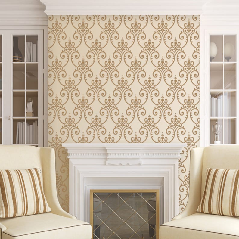 Wall Damask Stencil Erica, Allover Wall Pattern for DIY Decor ...
