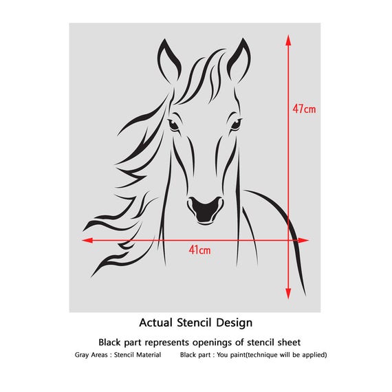 Horse Head Animal wall stencils for Wall art decor Reusable Template