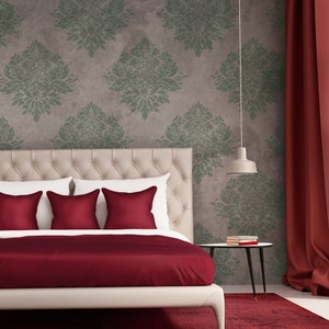 Wall Stencil Large Damask Template Rachelle for Elegant Wallpaper Look