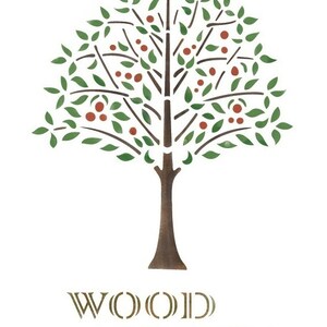 PLANTILLA PLANTILLA Árbol Historia de madera - Tamaño mediano - Aerógrafo reutilizable suministros de artesanía para muebles de decoración de bricolaje Pintar niños Habitaciones Coches