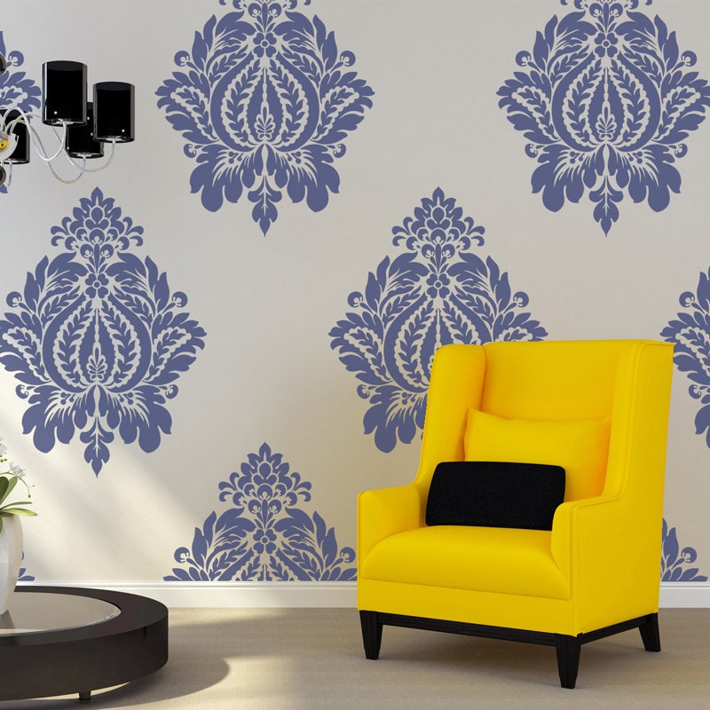 damask stencil norah large size wall stencils template for
