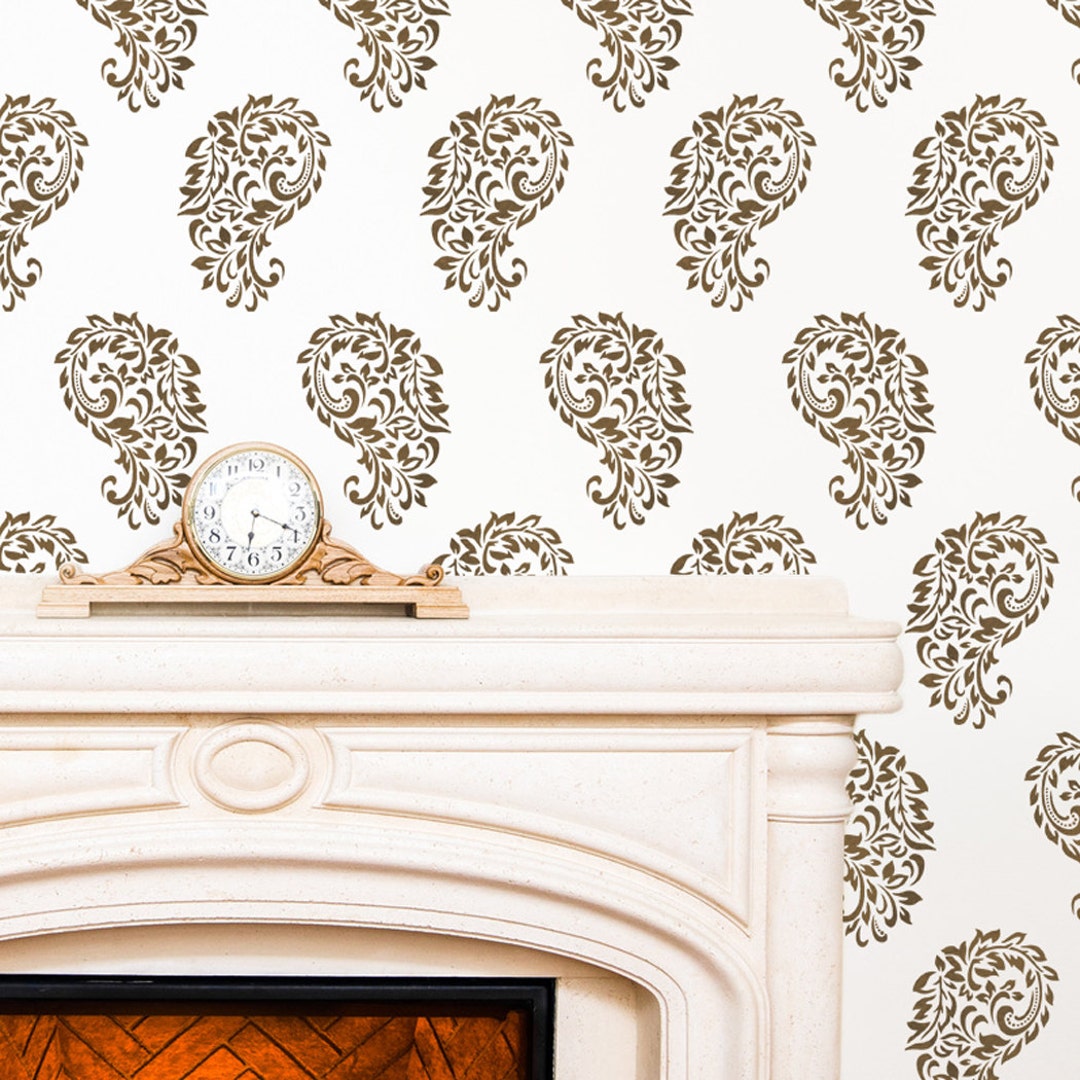India Paisley Allover Wall Decorative Stencil for Walls Painting Room ...