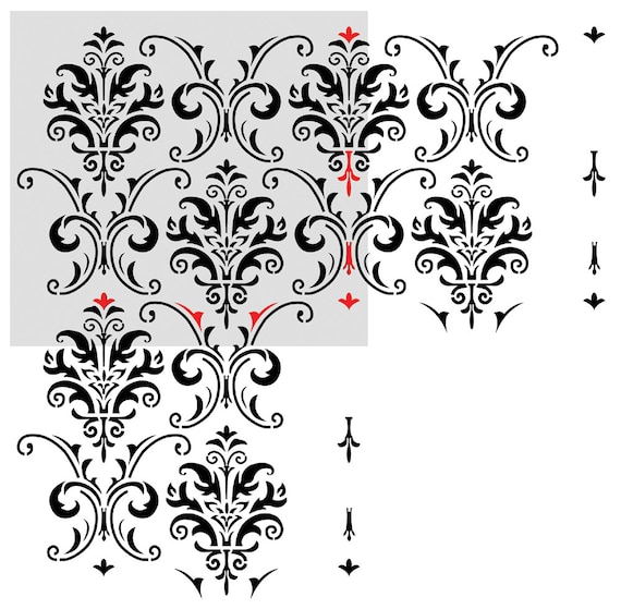 Damask Stencil Allover Pattern Large Trellis Wall Stencil | Acanthus