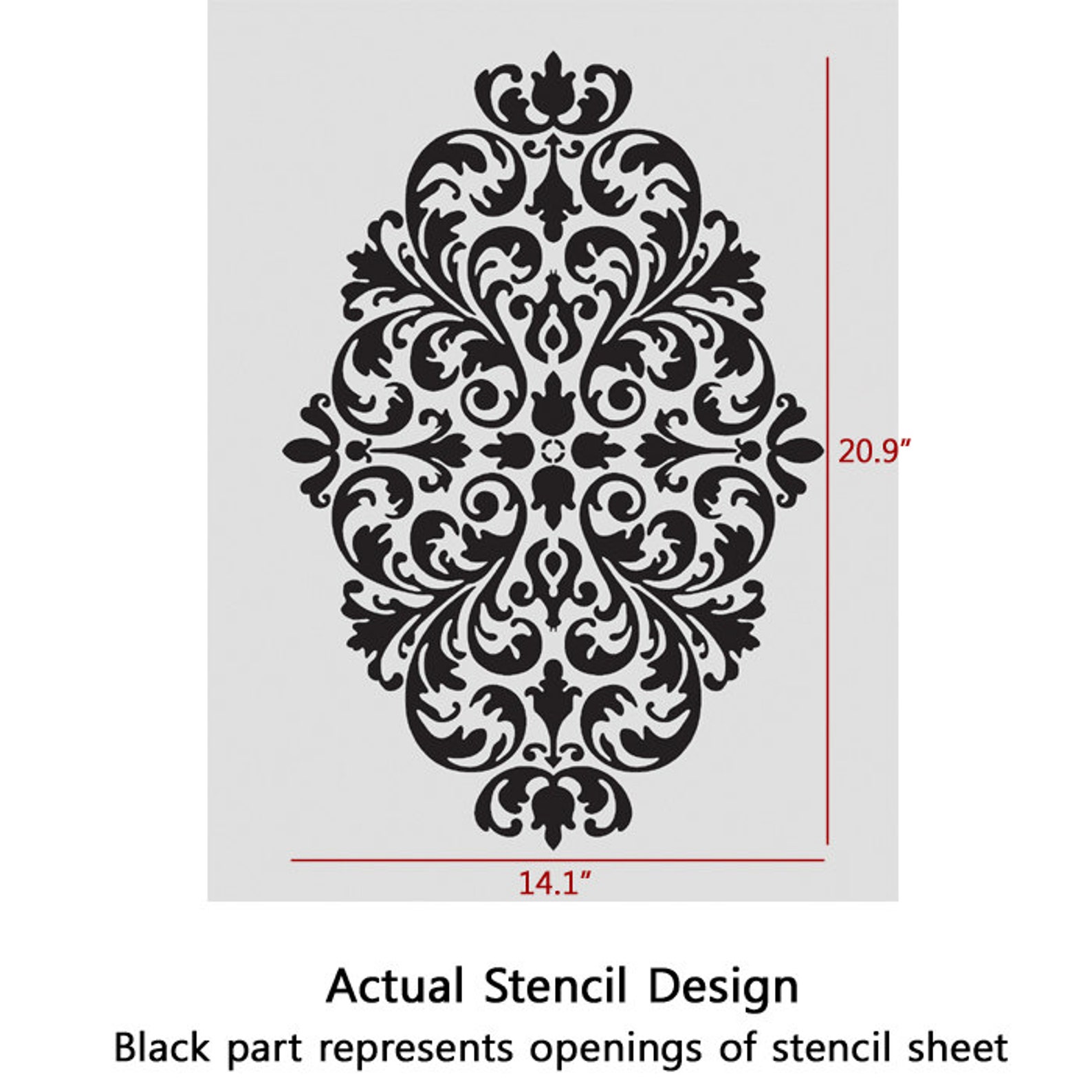 Damask Wall Stencils Pattern Large Size Reusable Wall Stencil for DIY ...