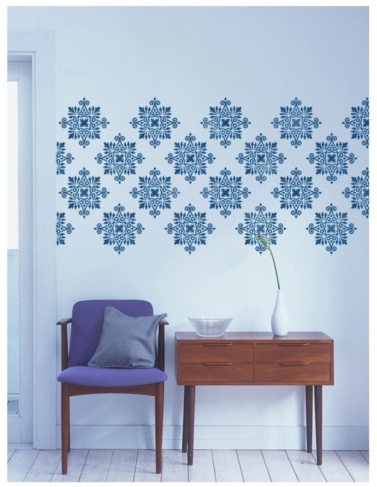 Damask Stencils - Reusable Large Wall Stencils for Walls and Fabrics ...