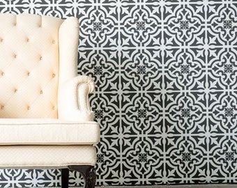 Tile Stencil Rio Tinto - Portuguese Tile Wall Stencils - Geometric Moroccan Stencil pattern for DIY Home Decor