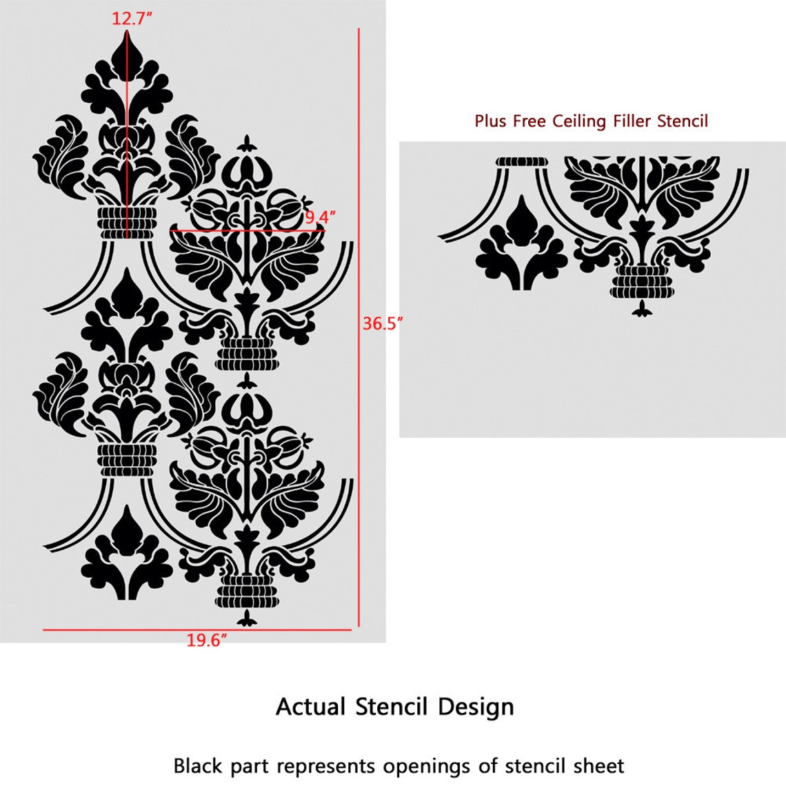 Damask Stencils Joelle Wall Pattern Stencil Instead of Wallpaper DIY ...