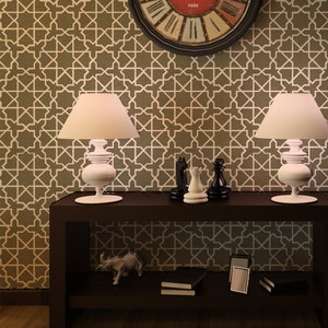 Moroccan Wall Stencil Esther for DIY Project - Wallpaper Look and Easy Decor