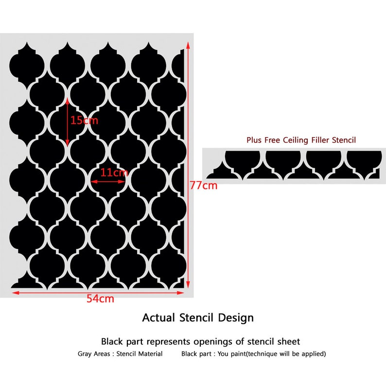 Moroccan Wall Allover Stencil Marrakech Reusable Stencils for DIY Home ...