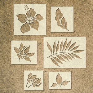 Tropical Flower Stencils Template - Pack of 6 - Ideal for Painting Wood Signs DIY Decor