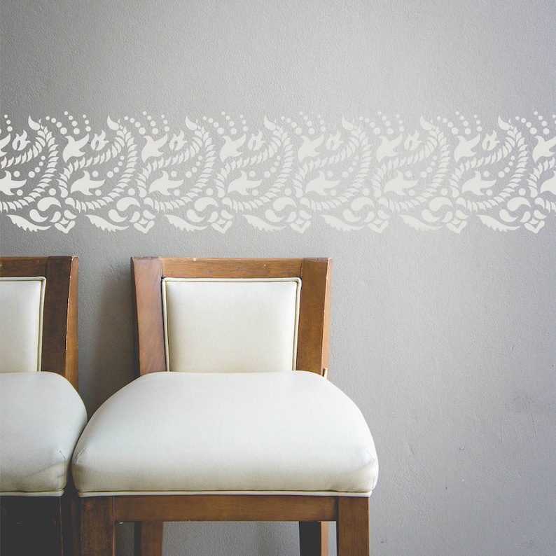 Paisley Wall Border Stencil for DIY Decor - Indian Paisley Design - Etsy