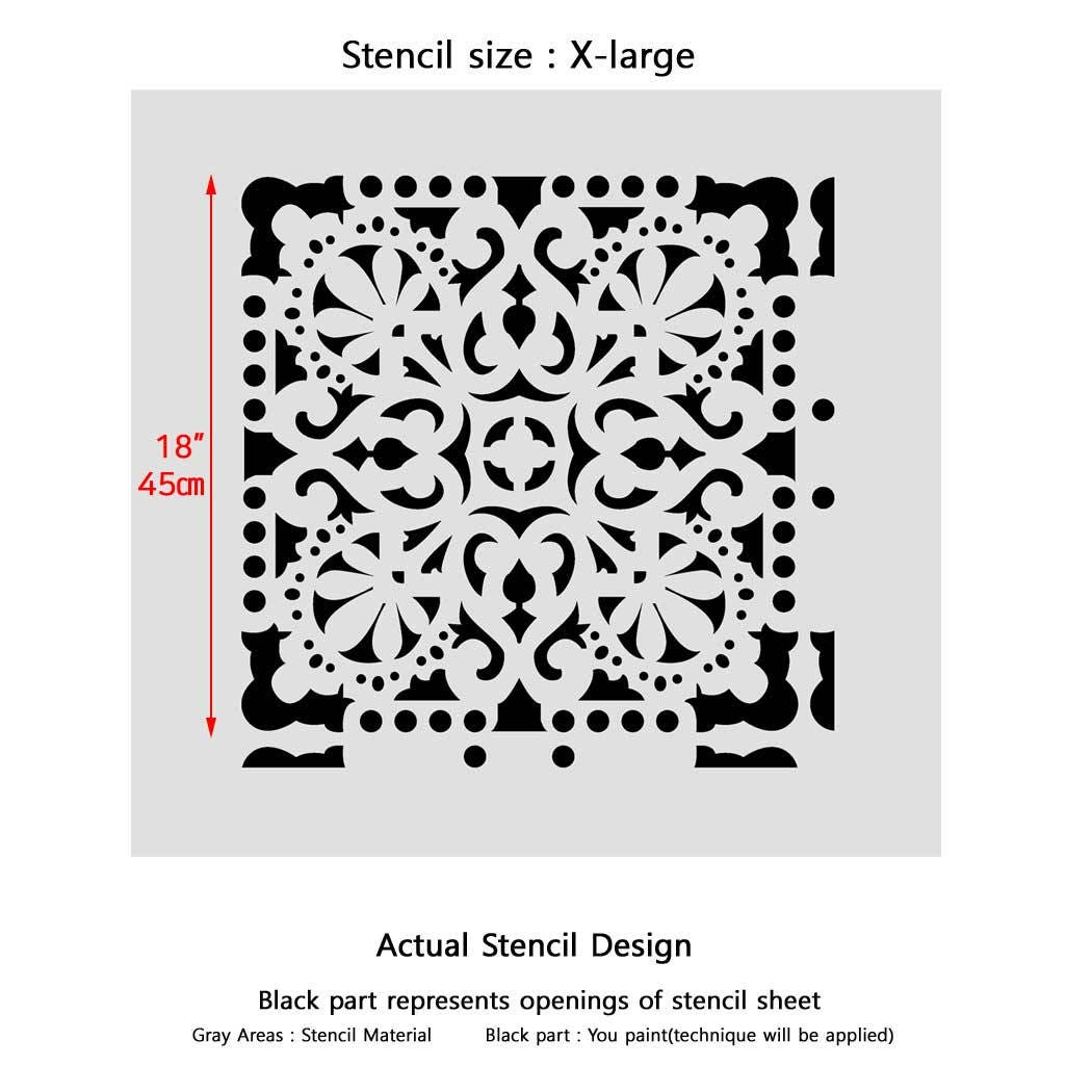 Wall Stencils Damask Tile Stencil for DIY Decor Faux Reusable Template ...