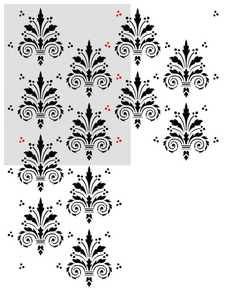Wall Damask Allover Stencil Terri for Decorative DIY Wall Decor - Etsy