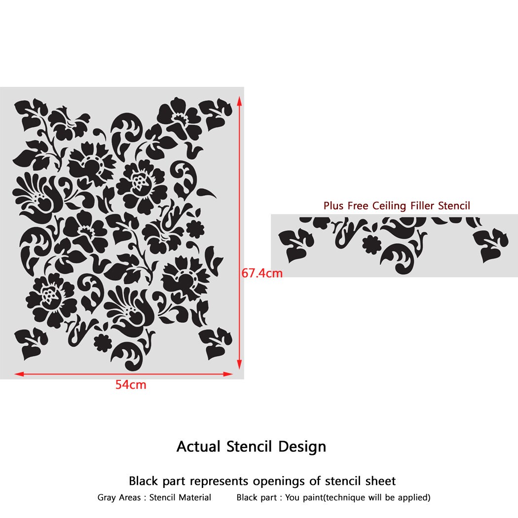 Floral Large Damask Allover Stencil Sheri for Wallpaper Look DIY Wall ...
