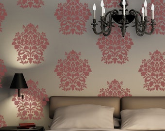 Large Wall Damask Stencil Denise, Allover Stencil for Easy DIY Wallpaper Decor