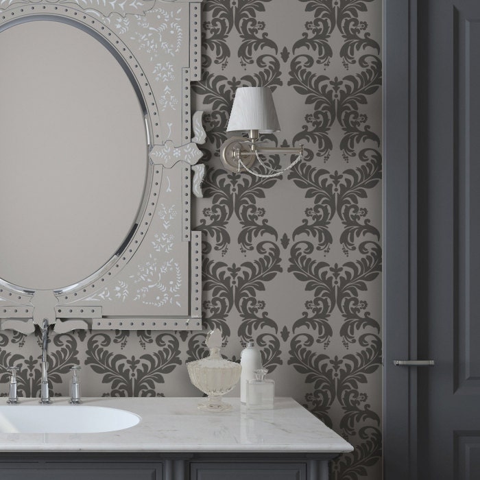 Reusable Damask Stencil Juana Instead of Wallpaper for DIY Wall Decor ...