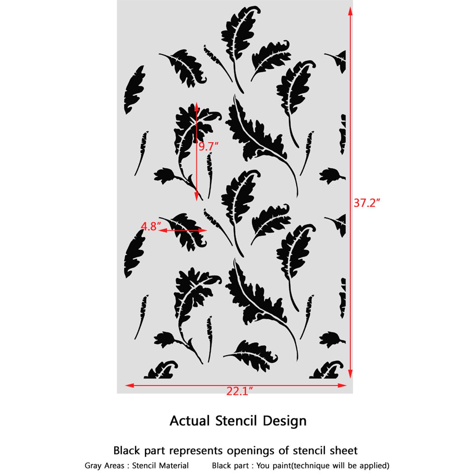 Stencil for Walls Leaves Large Wall Stencil Reusable Wall Etsy