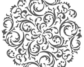 Large Wall Stencils Damask Stencil DIY Reusable Pattern Decor Faux Mural V0023