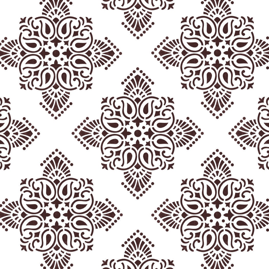 Large Wall Stencils Damask Stencil DIY Reusable Pattern Decor Etsy UK