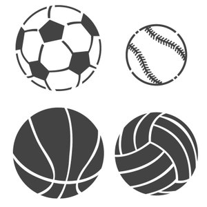 Sports ball Stencils - Baseball Soccer ball Basketball Volleyball Stencil