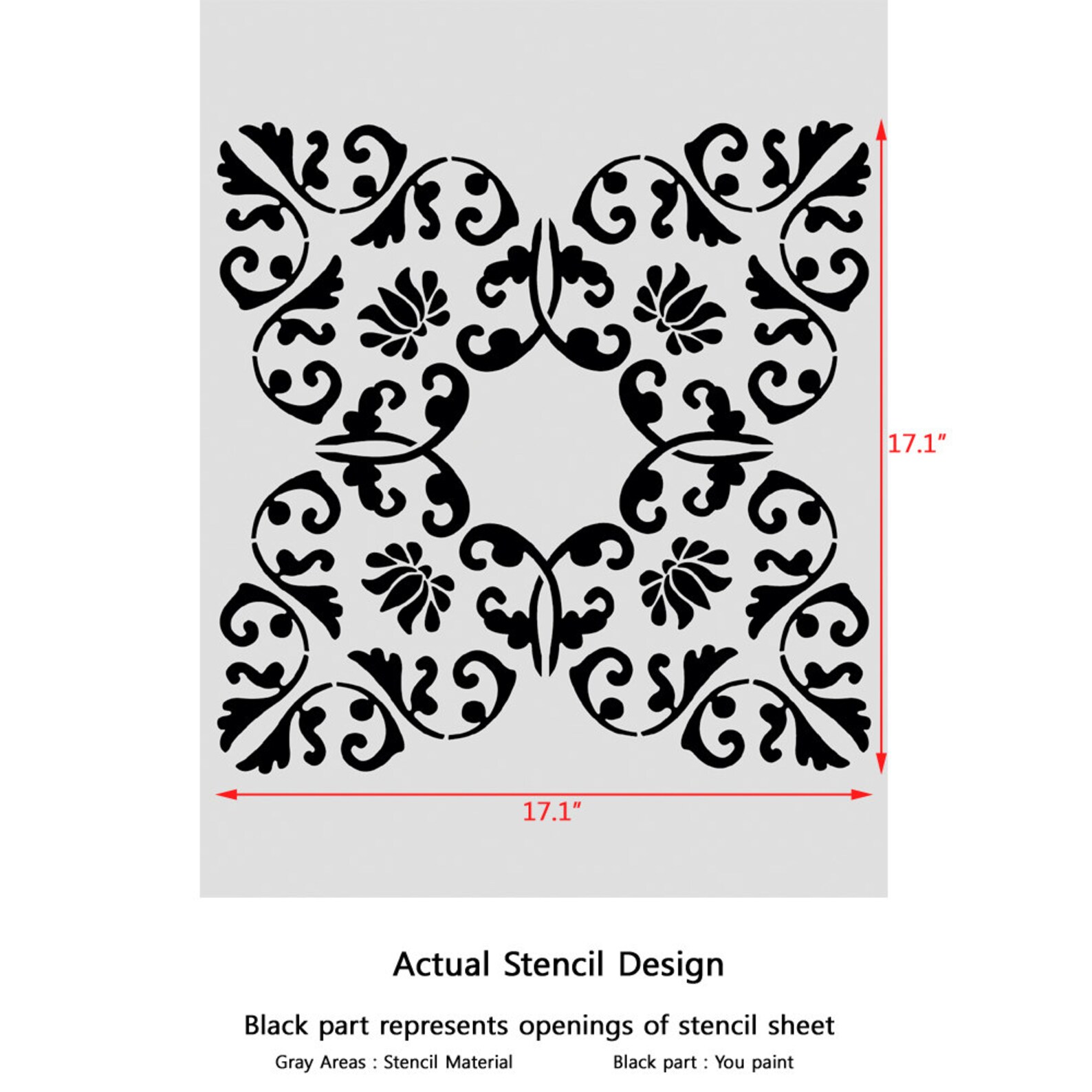 Allover Wall Damask Stencil Bernice for DIY Painted Wallpaper Look Wall ...
