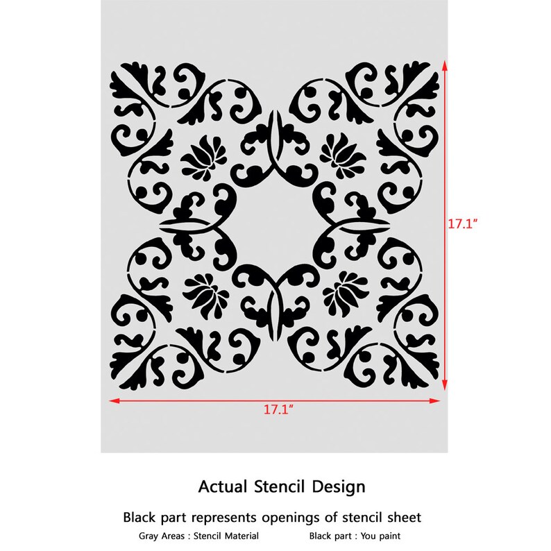 Allover Wall Damask Stencil Bernice for DIY Painted Wallpaper Look Wall ...