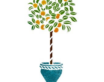 Orange Tree Stencil Reusable Template for Canvas Craft Wall Painting Art