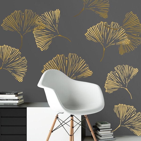 Stencil Ginkgo cinese - Stencil floreale facile da usare per pareti - STENCIL WALL ART invece di decalcomanie