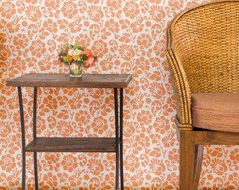 Floral Large Damask Allover Stencil Sheri for Wallpaper Look DIY Wall Decor