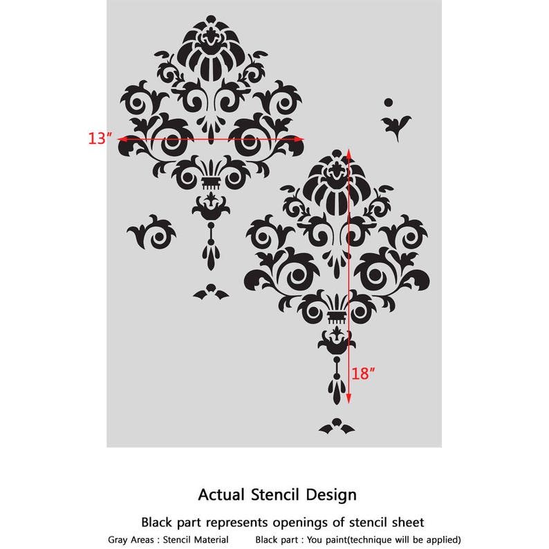 Damask Wall Stencils Duma for Wall Decor DIY Reusable Stencil - Etsy