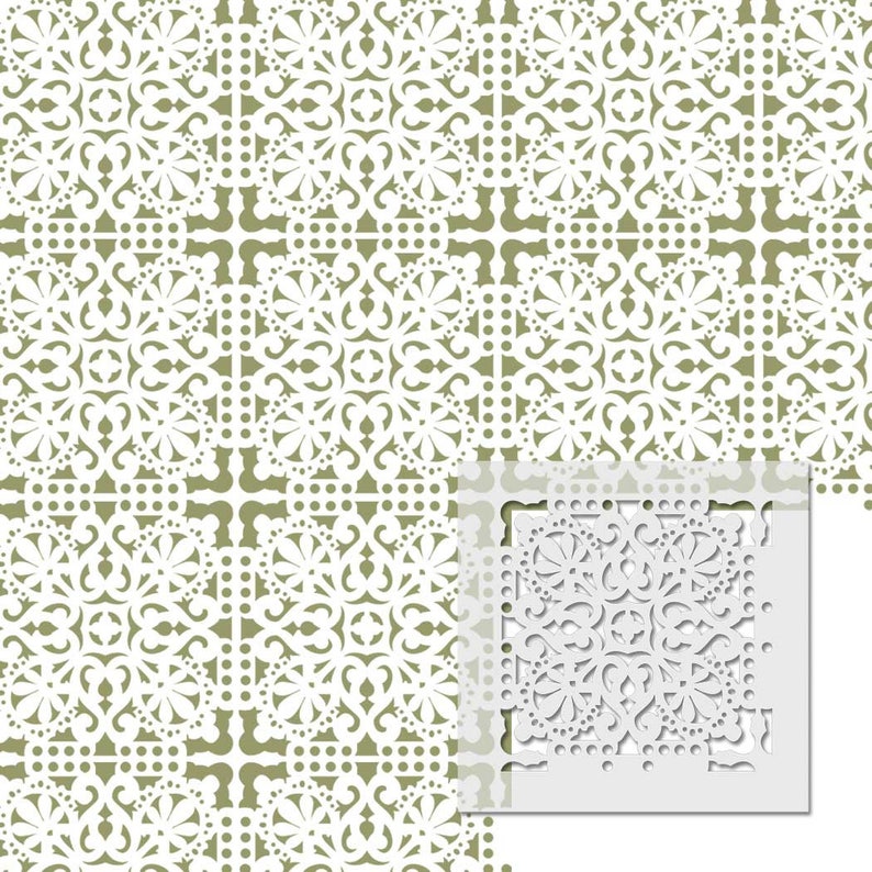 Wall Stencils Damask Tile Stencil for DIY Decor Faux Reusable Etsy