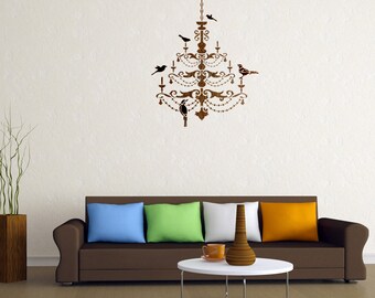 Lámpara de araña con pájaros Stencil para decoración de pared Pintura Decorar plantilla grande