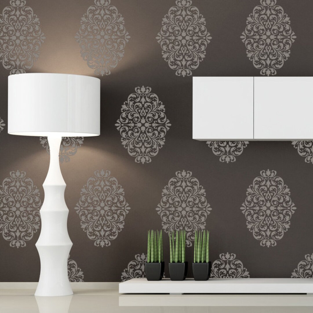 Damask Wall Stencils Pattern Large Size Reusable Wall Stencil for DIY ...