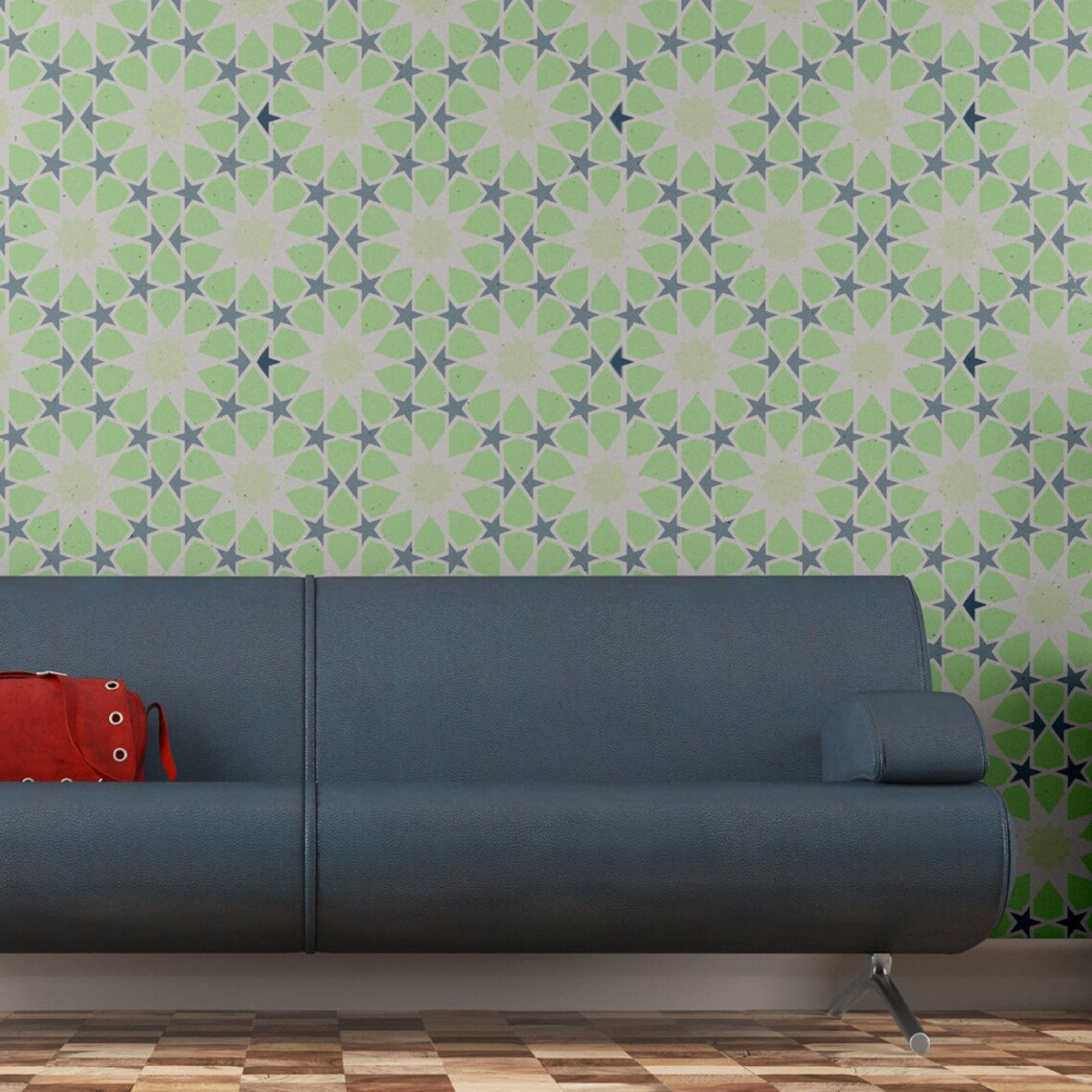 Moroccan Large Geometric Wall Stencil Demna for Easy DIY Etsy