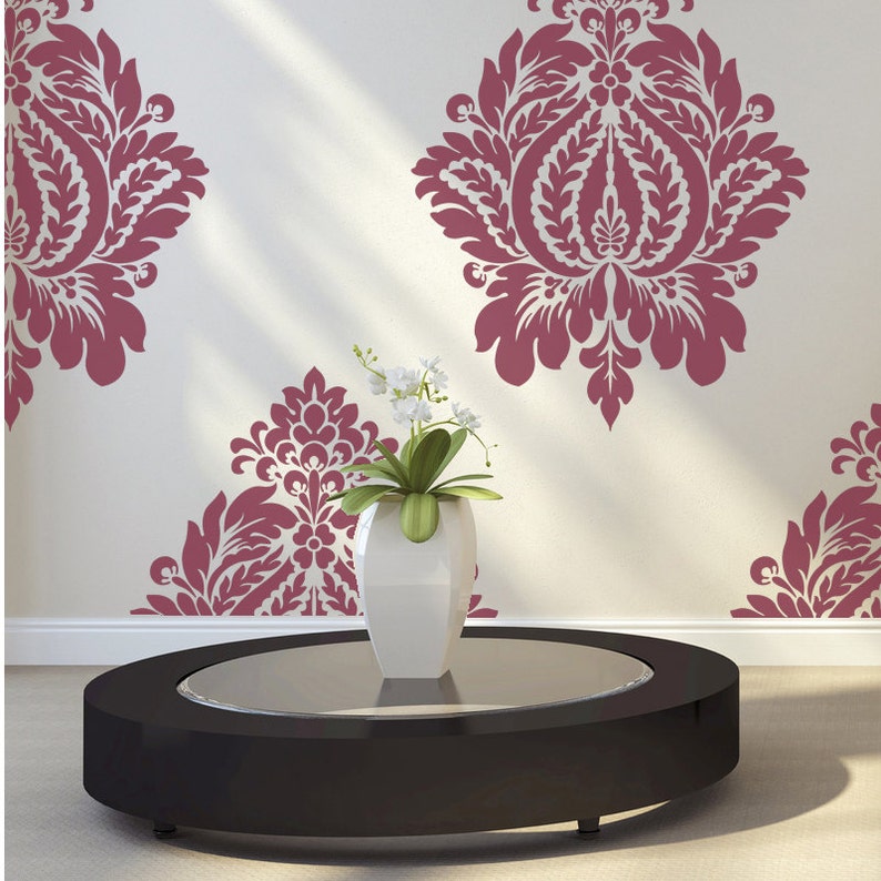 Damask Stencil Norah Large size Wall stencils template for Etsy Damask Stencil Norah Large size Wall stencils template for Etsy