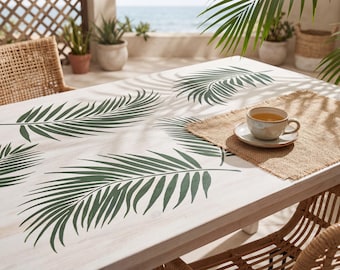 3-delige sjabloonset palmbladeren muurpatroon