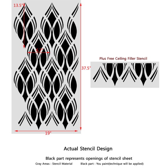 Vivienne Stencil Allover Pattern Large Size For Walls Etsy