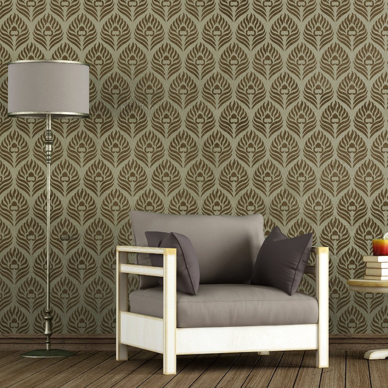 Peacock Feather Wall Stencil Allover Stencils for Easy Etsy