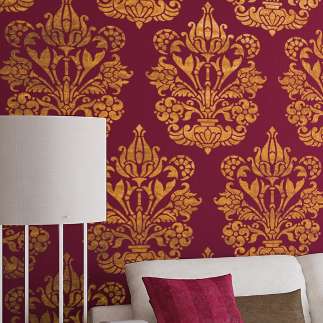 Large Wall Stencil Damask Allover Stencil Heather for Easy DIY Decor - Etsy