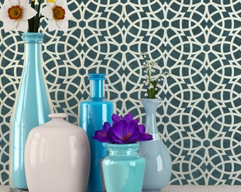 Wall Stencil Geometric Allover Decorative Pattern Bianca for Wall Paninting Room