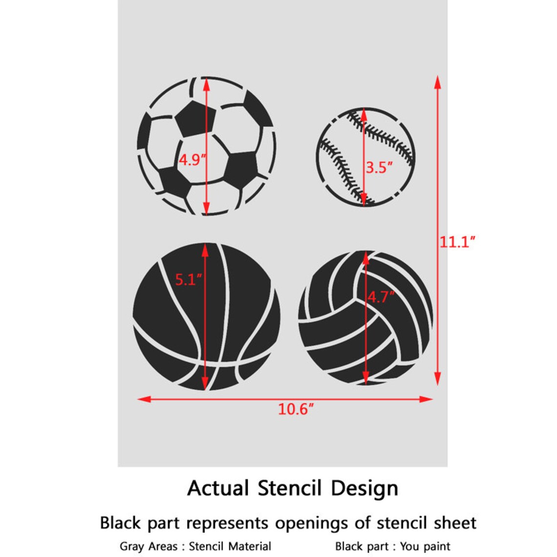 Sports ball Stencils Baseball Soccer ball Basketball Etsy